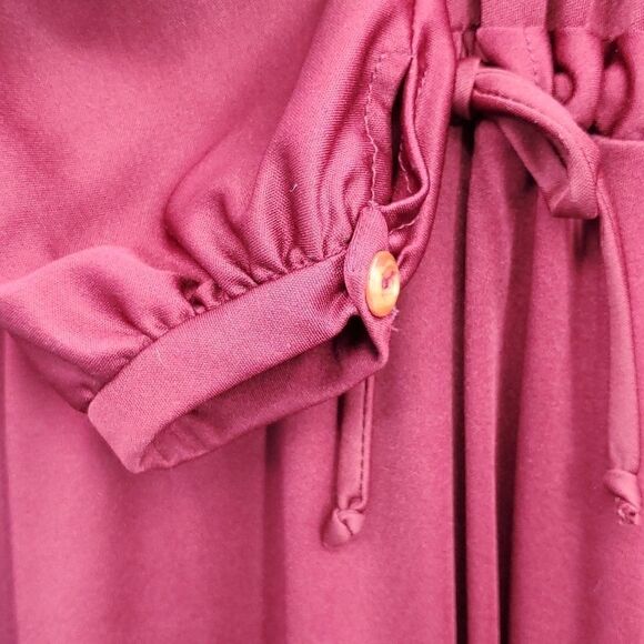 Chipper 70s 80s Long Sleeve Dress Button up Front and Drawstring Waist Vintage - Picture 14 of 16